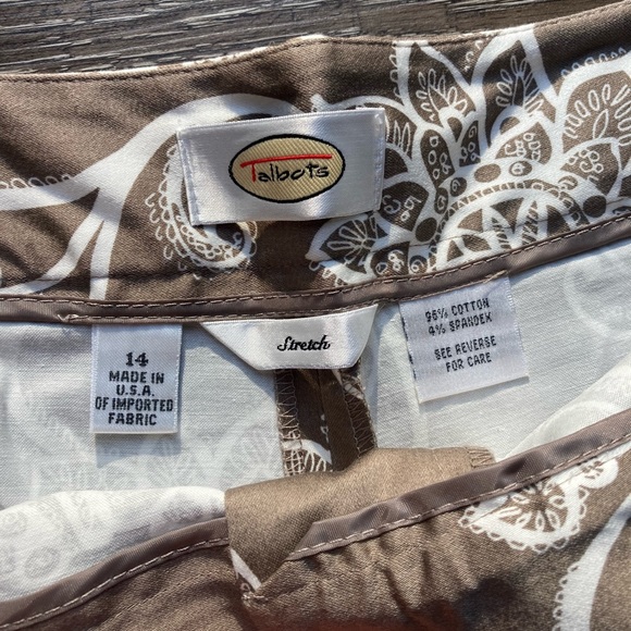 Talbots Brown Paisley Dress Pants Size 14 - Picture 3 of 4
